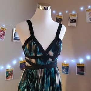 Sexy Maxi Dress in Multi Shades of Aqua and Green